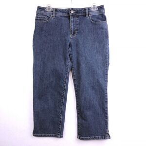 Chico's Crop Jeans Blue Rhinestone Embellished Women's Size 0.5